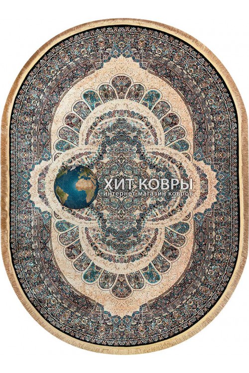 Иранский ковер Rubin 20250 Крем-синий овал
